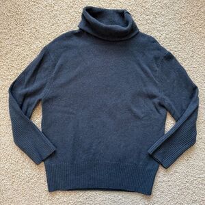 MASSIMO DUTTI Women’s Wool Cashmere Blend High Neck Knit Sweater Blue Medium